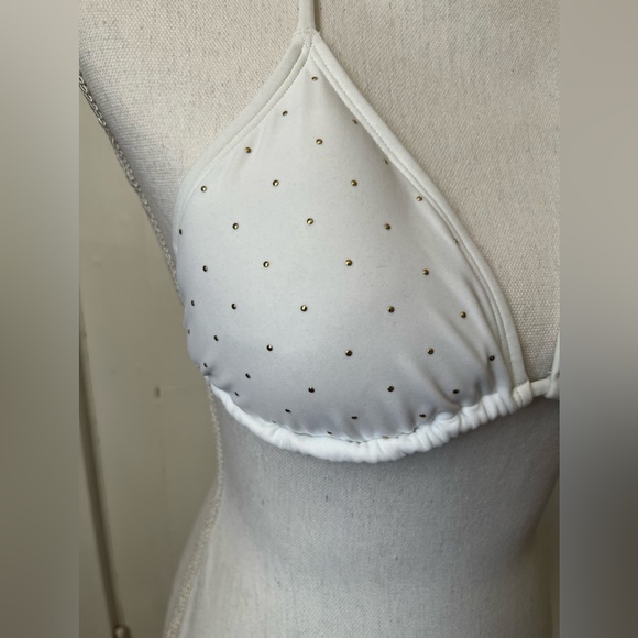 Aerie White Gold Dot Bikini Set, Size L - Picture 3 of 6